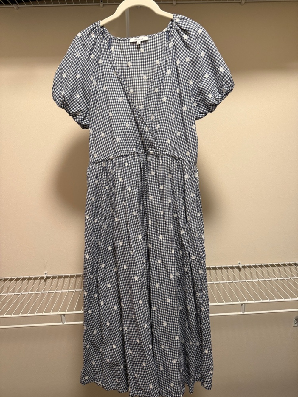 Madewell Blue and White Gingham Midi Dress